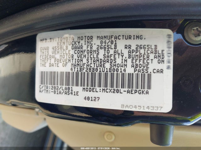 2001 Toyota Avalon Xls მანქანა იყიდება აუქციონზე, vin: 4T1BF28B01U180014, აუქციონის ნომერი: 45513513