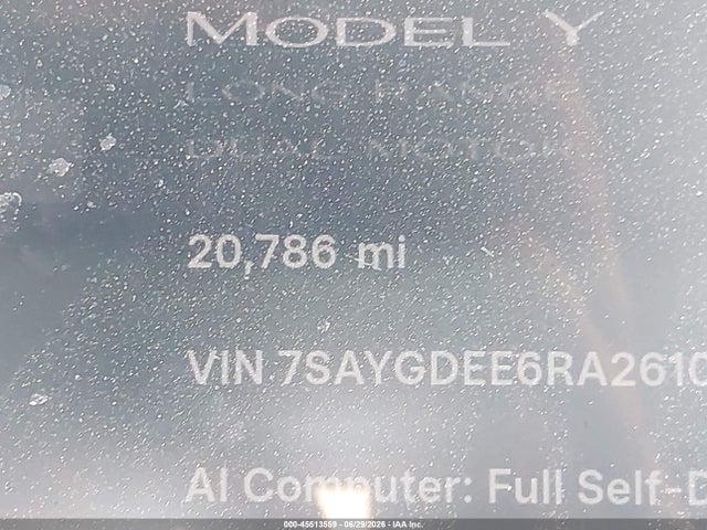 Продажа на аукционе авто 2024 Tesla Model Y Long Range Dual Motor All-wheel Drive, vin: 7SAYGDEE6RA261013, номер лота: 45513559