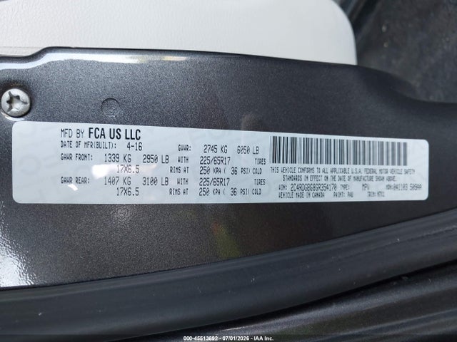 Продаж на аукціоні авто 2016 Dodge Grand Caravan Se Plus, vin: 2C4RDGBG8GR354170, номер лоту: 45513692