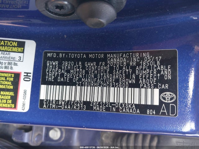 Toyota COROLLA SE 2017 2T1BURHE2HC915600 Image 9