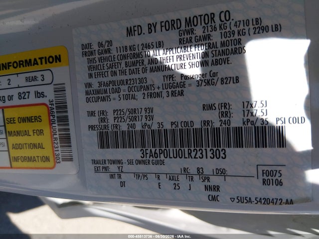Ford Fusion Hybrid Se 2020 3FA6P0LU0LR231303 Image 9