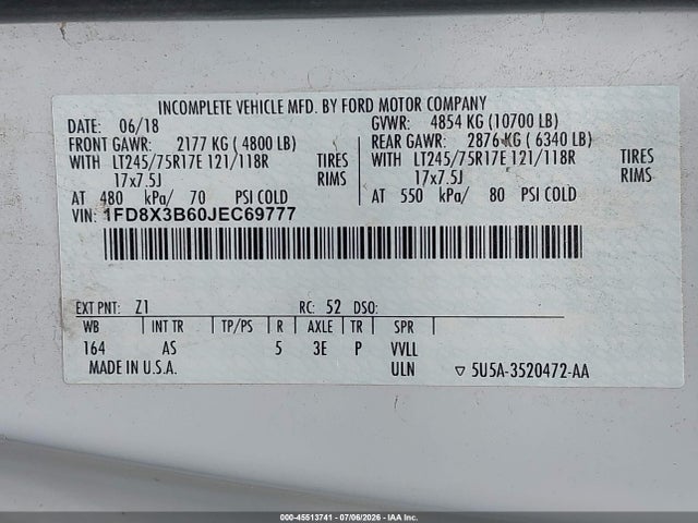 Ford F-350 Xl/xlt 2018 1FD8X3B60JEC69777 Image 9