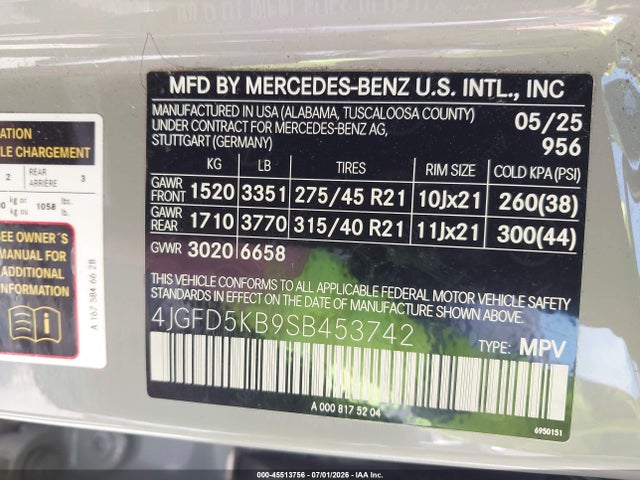 Продаж на аукціоні авто 2025 Mercedes-benz Gle 450 Coupe 4matic, vin: 4JGFD5KB9SB453742, номер лоту: 45513756
