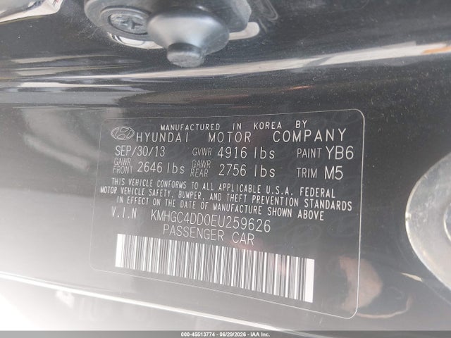 Aukcja sprzedaży 2014 Hyundai Genesis 3.8, vin: KMHGC4DD0EU259626, numer aukcji: 45513774