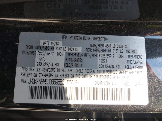 Mazda CX-5 SPORT 2018 JM3KFABM5J0369653 Image 9