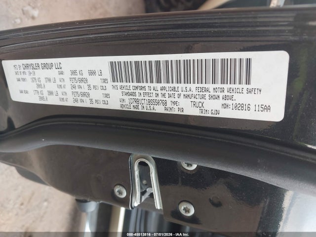 45513816 :رقم المزاد ، 1D7RB1CT1BS550768 vin ، 2011 Ram Ram 1500 Laramie مزاد بيع