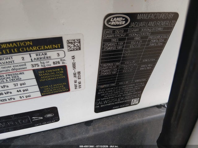 Продаж на аукціоні авто 2019 Land Rover Range Rover Sport Hst Mhev, vin: SALWS2SU2KA872430, номер лоту: 45513861
