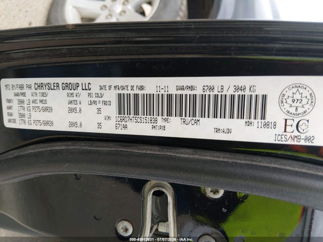 2012 Ram 1500 Sport მანქანა იყიდება აუქციონზე, vin: 1C6RD7HT5CS151838, აუქციონის ნომერი: 45513931