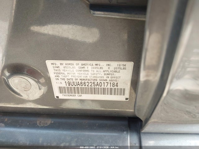 45513993 :رقم المزاد ، 19UUA66225A017184 vin ، 2005 Acura Tl مزاد بيع