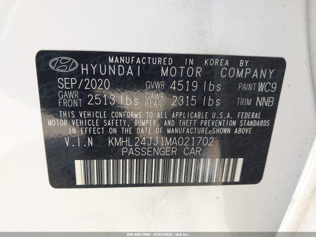 Hyundai Sonata Blue 2021 KMHL24JJ1MA021702 Image 9
