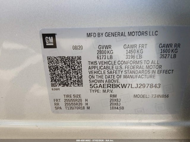 Продажа на аукционе авто 2020 Buick Enclave Fwd Essence, vin: 5GAERBKW7LJ297843, номер лота: 45514002