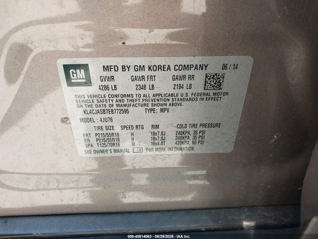 Aukcja sprzedaży 2014 Buick Encore, vin: KL4CJASB7EB772595, numer aukcji: 45514063