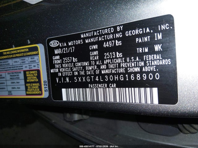 KIA Optima Lx 2017 5XXGT4L30HG168900 Image 9