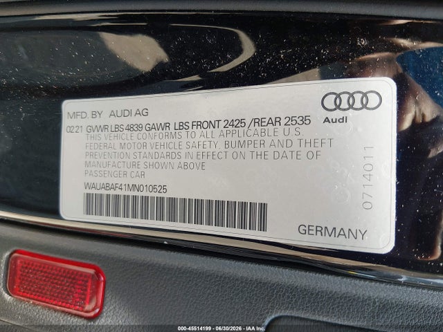 Продажа на аукционе авто 2021 Audi A4 Premium 40 Tfsi Quattro S Tronic, vin: WAUABAF41MN010525, номер лота: 45514199