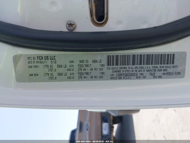 45514354 :رقم المزاد ، 1C6RR7KG8GS362518 vin ، 2016 Ram 1500 Tradesman مزاد بيع