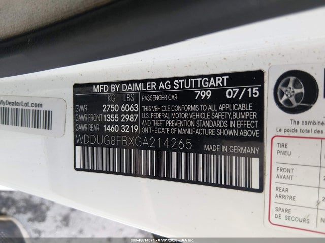 Aukcja sprzedaży 2016 Mercedes-benz S 550 4matic, vin: WDDUG8FBXGA214265, numer aukcji: 45514371