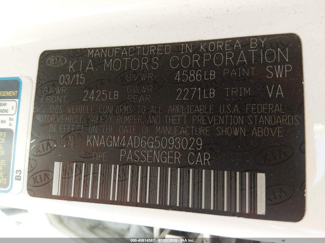 KIA OPTIMA HYBRID 2016 KNAGM4AD6G5093029 Image 9