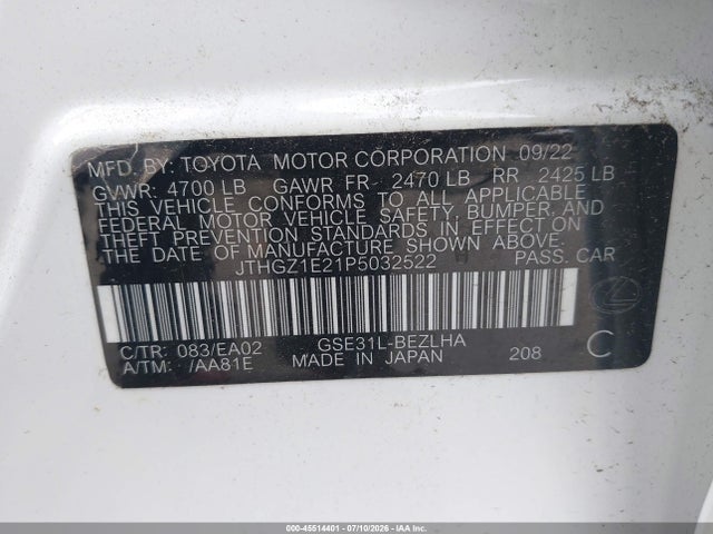 Продаж на аукціоні авто 2023 Lexus Is 350 F Sport, vin: JTHGZ1E22P5031170, номер лоту: 45514401