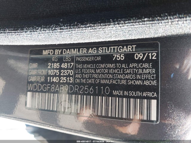 Продаж на аукціоні авто 2013 Mercedes-benz C 300 Sport 4matic, vin: WDDGF8AB9DR256110, номер лоту: 45514517