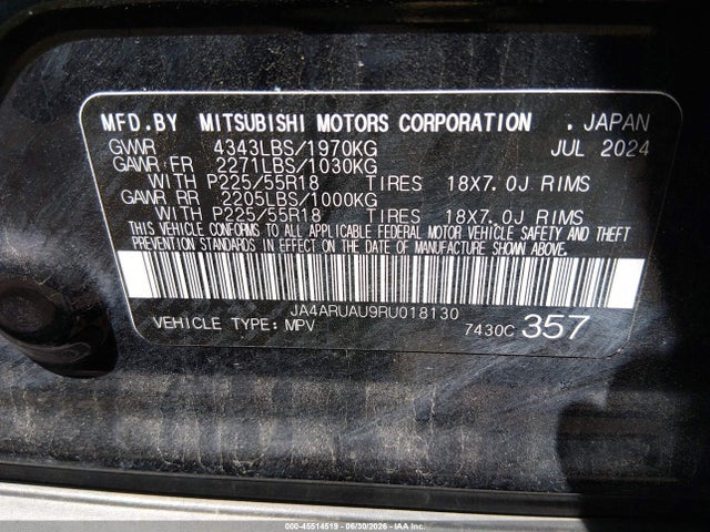 Aukcja sprzedaży 2024 Mitsubishi Outlander Sport 2.0 Es Awc/2.0 Le Awc/2.0 Ralliart Awc/2.0 S Awc/2.0 Se Awc/2.0 Trail Edition Awc, vin: JA4ARUAU9RU018130, numer aukcji: 45514519