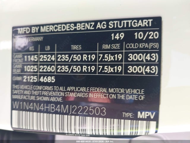 2021 Mercedes-benz Gla 250 4matic მანქანა იყიდება აუქციონზე, vin: W1N4N4HB4MJ222503, აუქციონის ნომერი: 45514529