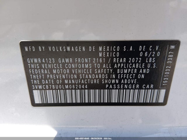 3VWCB7BU0LM062044 Volkswagen Jetta 1.4t R-line/1.4t S/1.4t Se