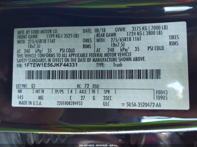 Ford F-150 Xlt 2018 1FTEW1E56JKF44331 Image 9