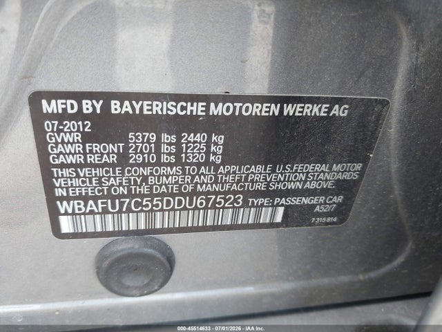 Aukcja sprzedaży 2013 Bmw 535i Xdrive, vin: WBAFU7C55DDU67523, numer aukcji: 45514633