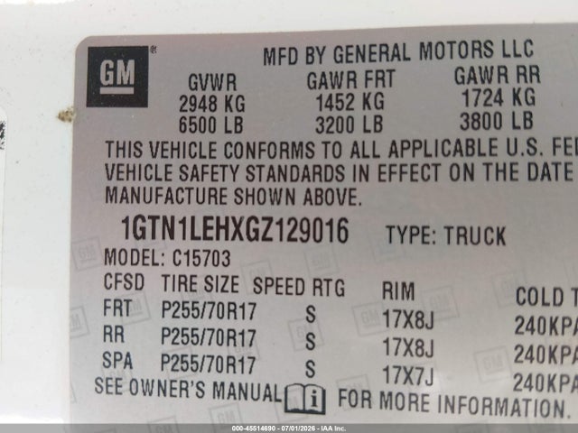 1GTN1LEHXGZ129016 GMC SIERRA 1500