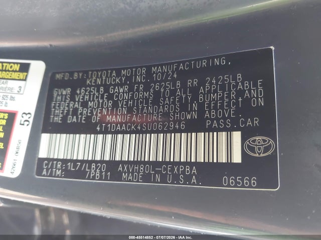 Toyota CAMRY XSE 2025 4T1DAACK4SU062946 Image 9