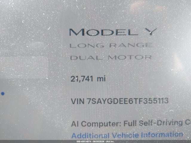 Продаж на аукціоні авто 2026 Tesla Model Y All-wheel Drive/long Range Launch Series/premium All-wheel Drive, vin: 7SAYGDEE6TF355113, номер лоту: 45514874