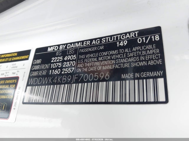 Продаж на аукціоні авто 2018 Mercedes-benz C 300 4matic, vin: WDDWK4KB9JF700596, номер лоту: 45514882