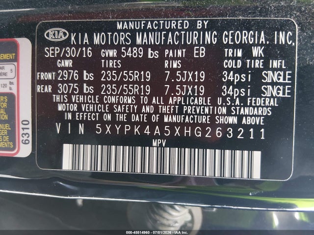KIA Sorento 3.3l Sx 2017 5XYPK4A5XHG263211 Image 9
