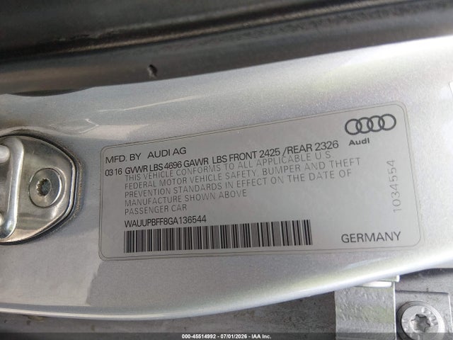 Продажа на аукционе авто 2016 Audi A3 E-tron 1.4t Premium, vin: WAUUPBFF8GA136544, номер лота: 45514992