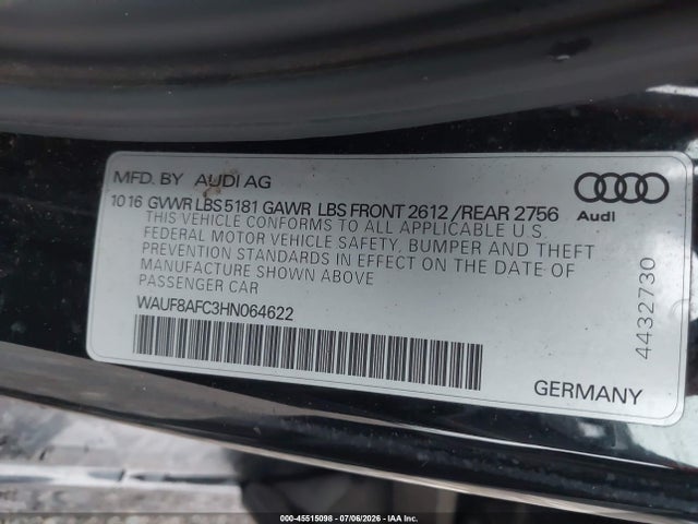 Audi A6 PREMIUM 2017 WAUF8AFC3HN064622 Image 9