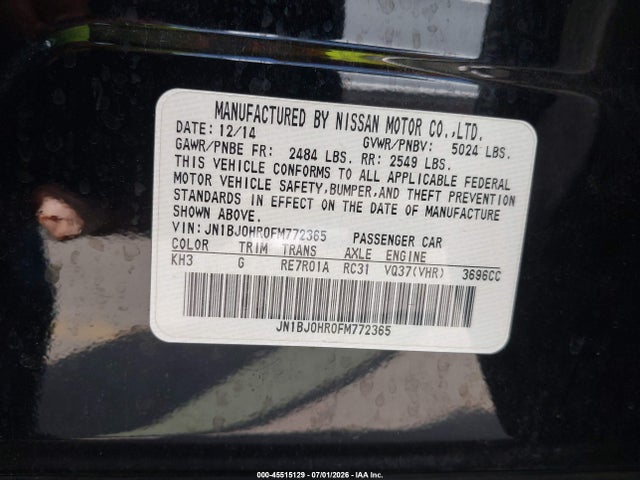 Продаж на аукціоні авто 2015 Infiniti Qx50 Journey, vin: JN1BJ0HR0FM772365, номер лоту: 45515129