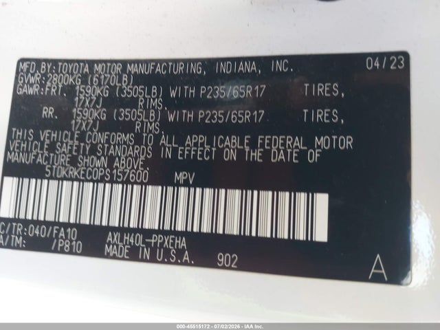 Toyota SIENNA LE 2023 5TDKRKEC0PS157600 Image 9