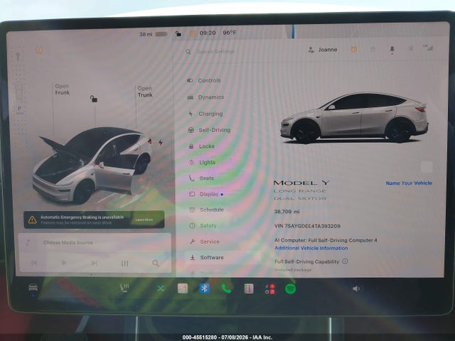 Продажа на аукционе авто 2026 Tesla Model Y All-wheel Drive/long Range Launch Series/premium All-wheel Drive, vin: 7SAYGDEE4TA393209, номер лота: 45515280