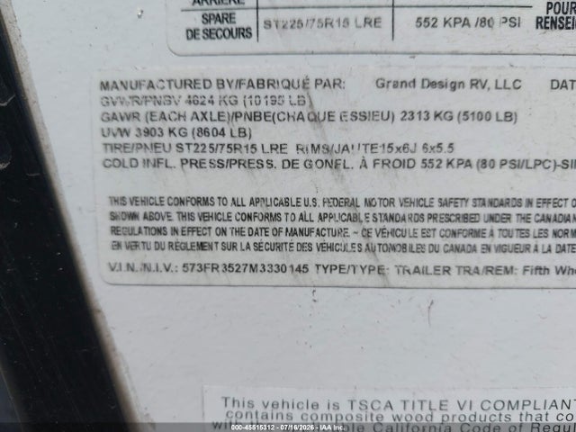 Продажа на аукционе авто 2021 Grand Desi Reflection, vin: 573FR3527M3330145, номер лота: 45515312