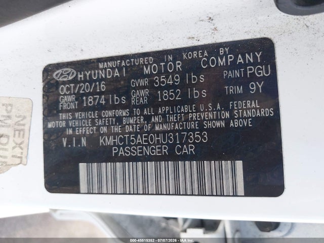Hyundai ACCENT SE 2017 KMHCT5AE0HU317353 Image 9