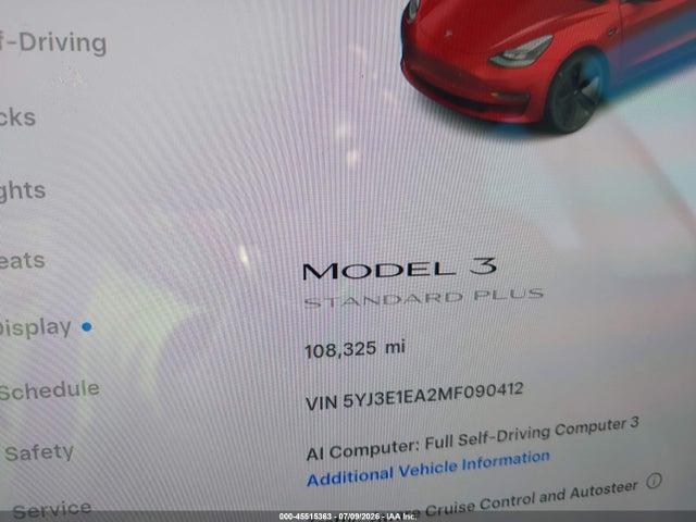 Tesla Model 3 Standard Range Plus Rear-wheel Drive 2021 5YJ3E1EA2MF090412 Image 7