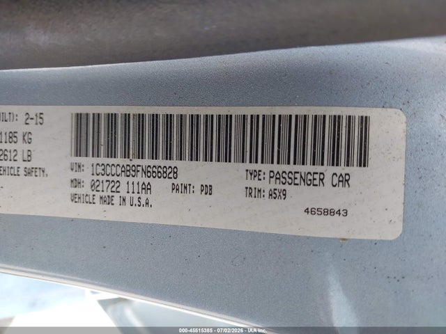 Продаж на аукціоні авто 2015 Chrysler 200 Limited, vin: 1C3CCCAB9FN666828, номер лоту: 45515385