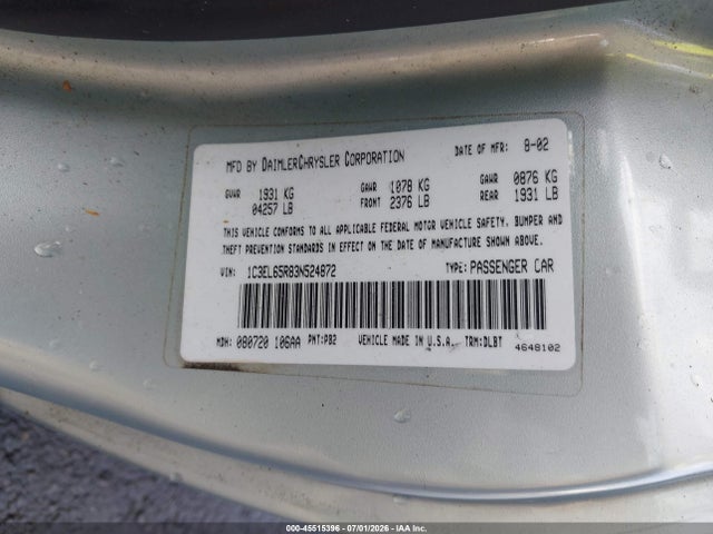 Aukcja sprzedaży 2003 Chrysler Sebring Limited, vin: 1C3EL65R83N524872, numer aukcji: 45515396