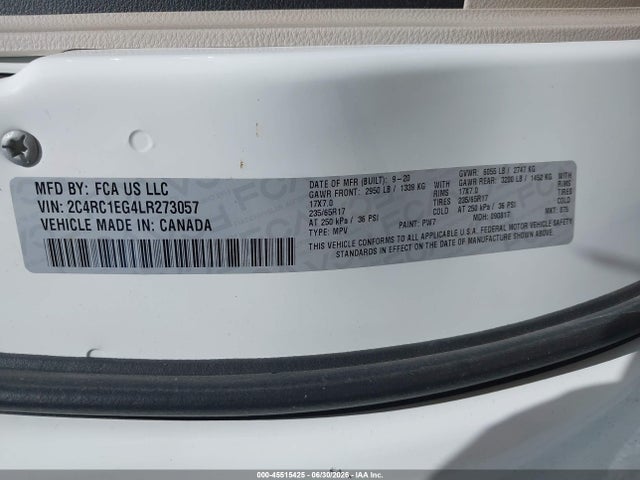 Продажа на аукционе авто 2020 Chrysler Pacifica Touring L Plus, vin: 2C4RC1EG4LR273057, номер лота: 45515425