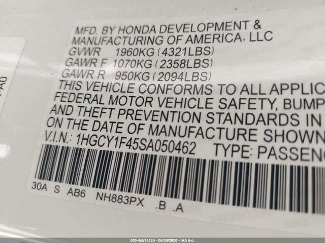 1HGCY1F45SA050462 Honda ACCORD SE