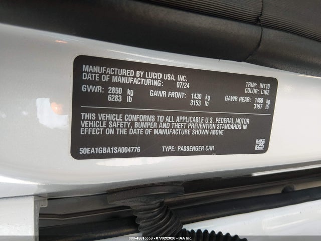 Lucid Air Grand Touring 2025 50EA1GBA1SA004776 Image 9