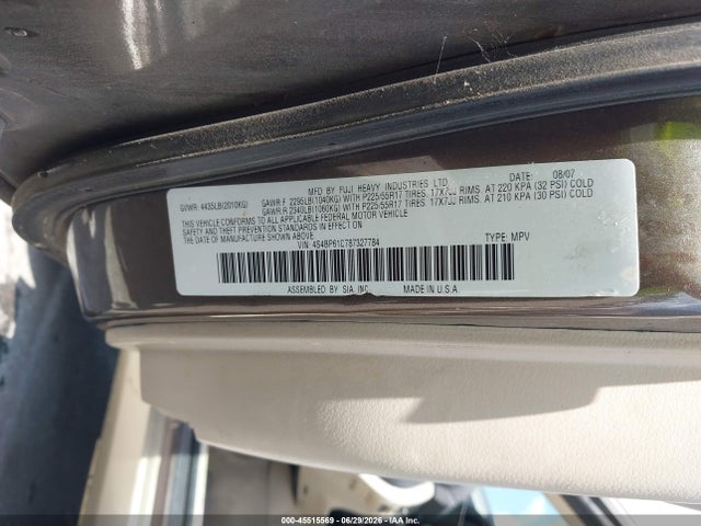 45515569 :رقم المزاد ، 4S4BP61C787327784 vin ، 2008 Subaru Outback (natl) I/ll Bean W/nav/ll Bean W/nav/vdc مزاد بيع