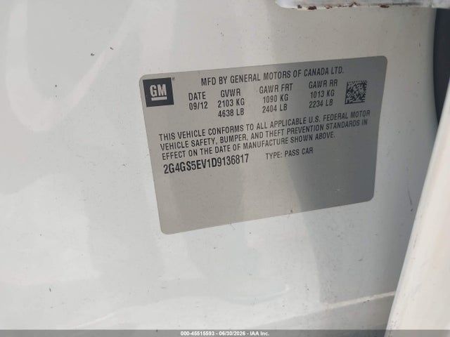 2013 Buick Regal Turbo - Premium 1 მანქანა იყიდება აუქციონზე, vin: 2G4GS5EV1D9136817, აუქციონის ნომერი: 45515593