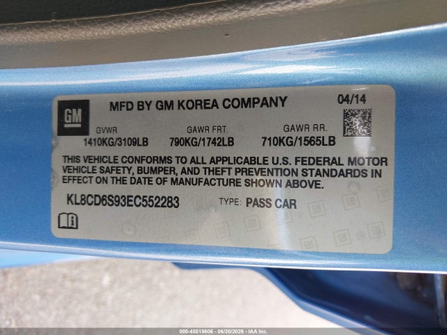Chevrolet Spark 1lt Auto 2014 KL8CD6S93EC552283 Image 9