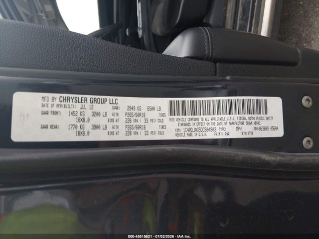 Продаж на аукціоні авто 2013 Dodge Durango Sxt, vin: 1C4RDJAG5DC504903, номер лоту: 45515621